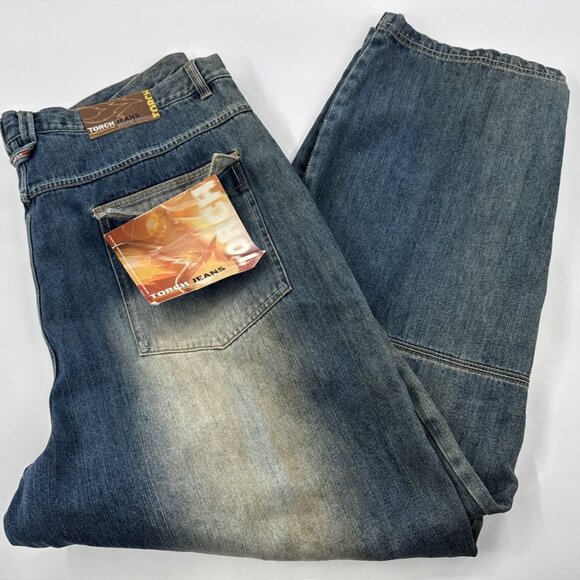 Torch Jeans Other - Y2K Torch Jeans Mens 48x34 Denim Patchwork Distressed Wide Baggy Hip Hop Urban